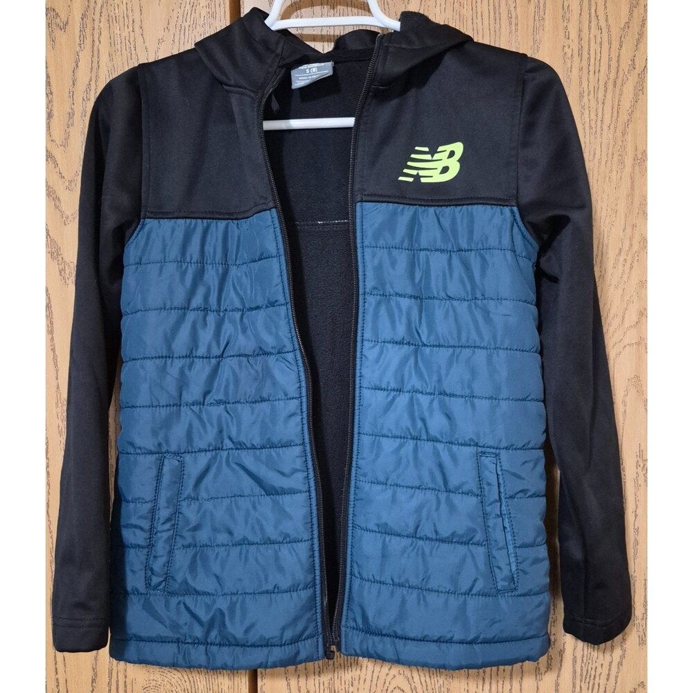 New Balance Boy's Teal & Black Zip Up Fleece Winter Jacket W/Hoodie Size S